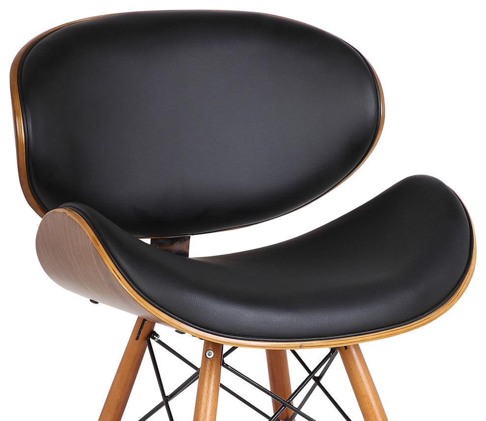 Cassie Mid-Century Dining Chair, Walnut, Black