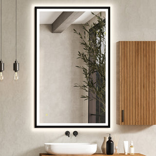 Apollo Anti-Fog Dimmable Vanity, LED Lighted Wall Mirror, Matte Black, 48"
