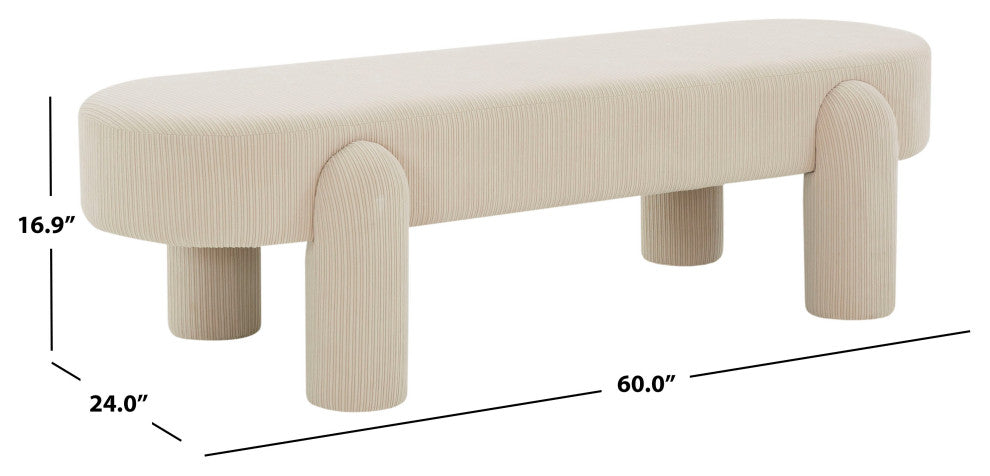 Safavieh Couture Laurence Corduroy Bench, Sand