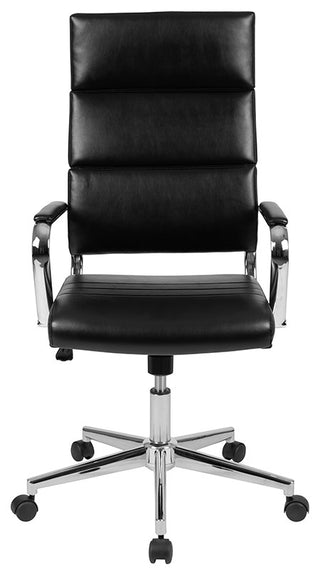 High Back LeatherSoft Contemporary Panel Executive Swivel Office Chair, Black