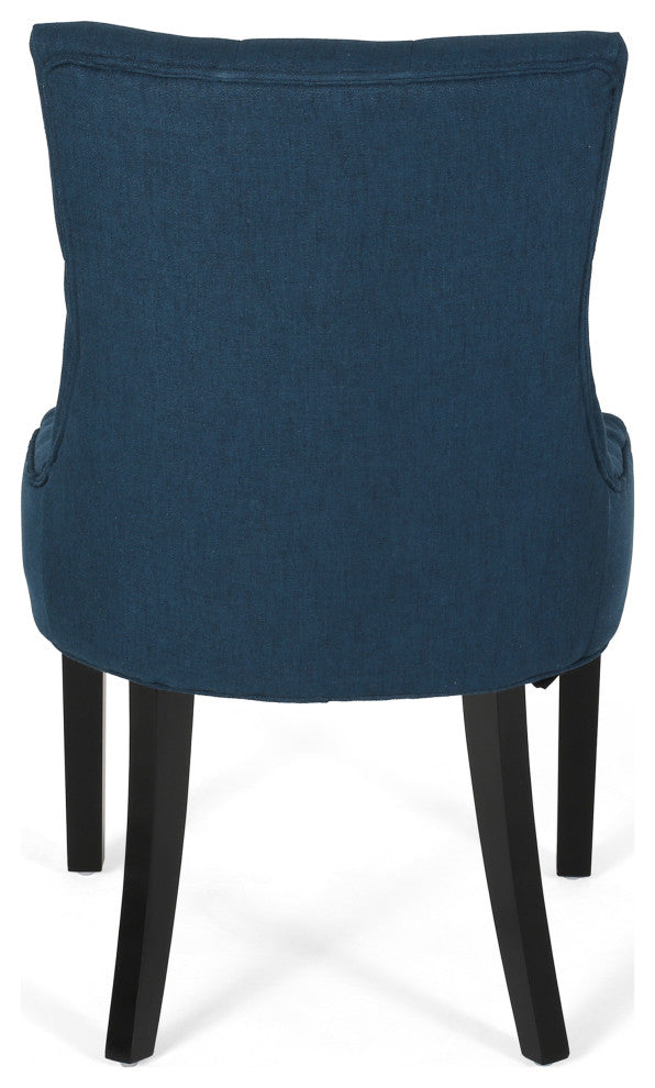 Summer Contemporary Tufted Dining Chairs, Set of 2, Navy, Fabric