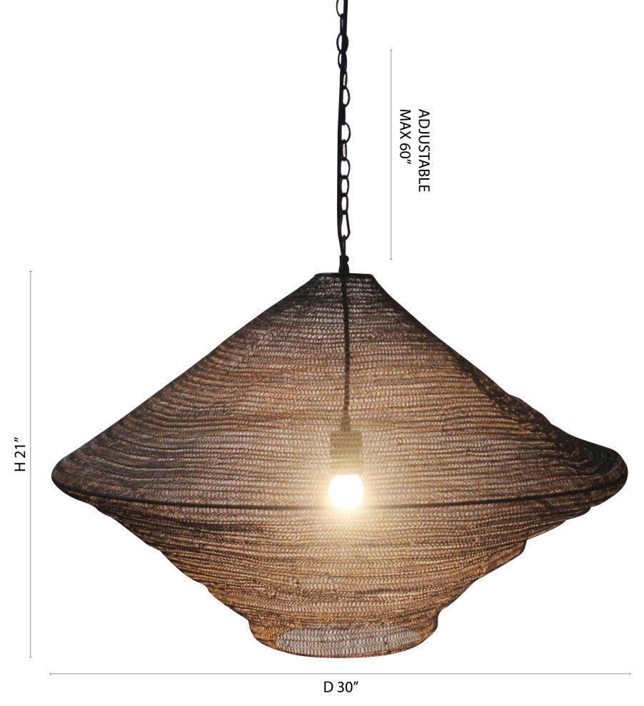 Satin Black Powder Coat Chain Basket Light