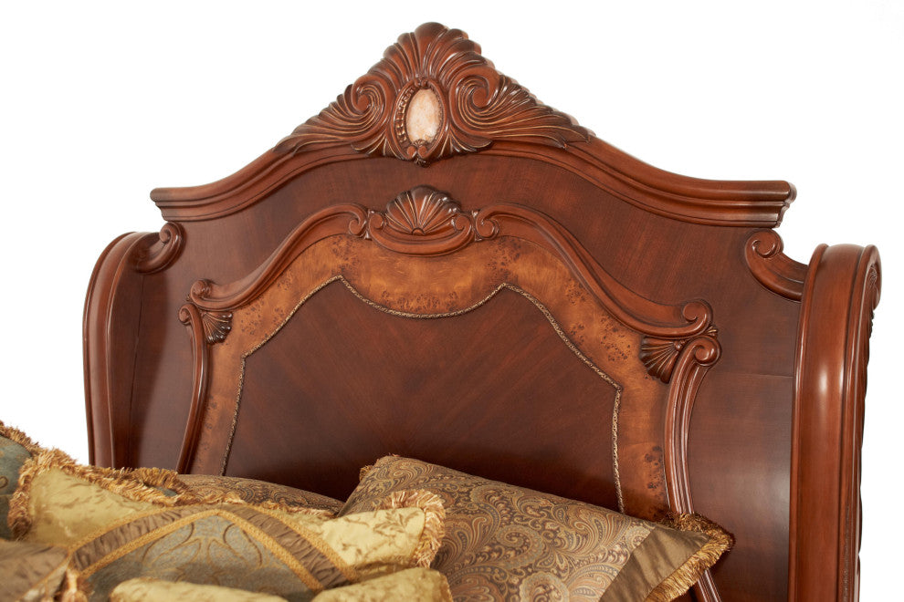 Cortina Sleigh Bed, Honey Walnut, Queen