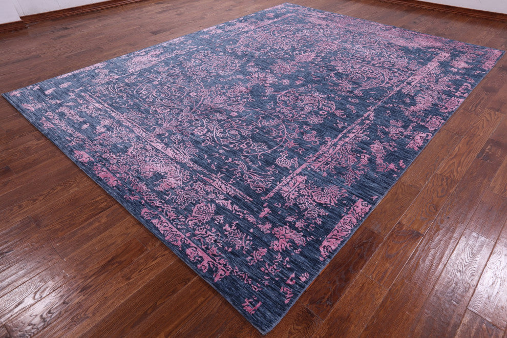 9' 1" X 12' 1" Handmade Persian Wool and Silk Rug Q6264