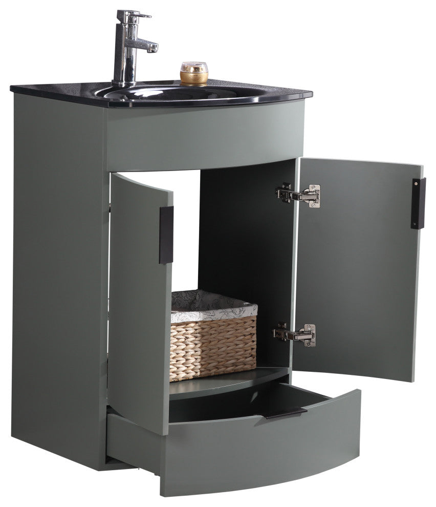 24" Pewter Green Bathroom Vanity, PVC
