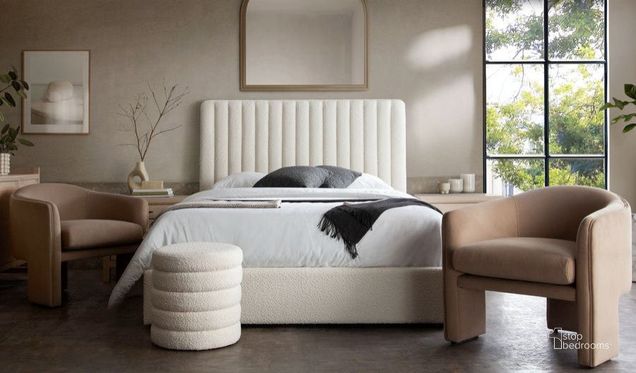 Brooke 54" Queen Bed in Ivory Boucle by Diamond Sofa