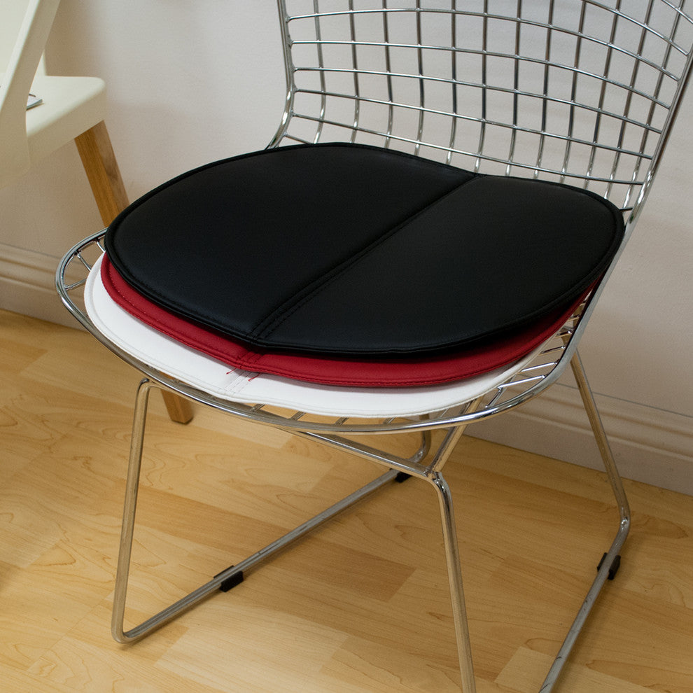 Mid Century Modern Chrome Wire Dining Side Chair, Chrome Frame, White Pad
