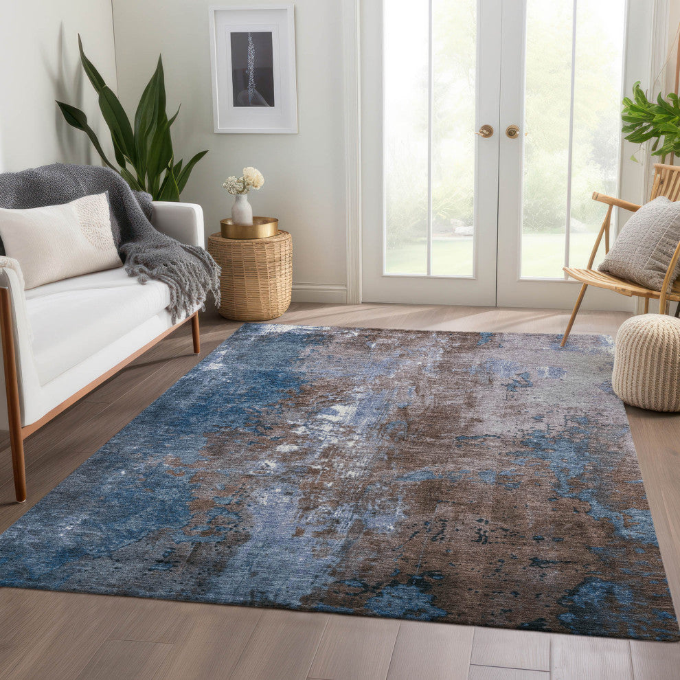 Machine Washable Indoor/Outdoor Chantille ACN1870 Brown 8' x 10' Rug