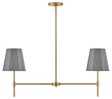 Lark 83445 Blake 2 Light 36"W Linear Chandelier - Lacquered Brass / French Gray