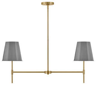 Lark 83445 Blake 2 Light 36"W Linear Chandelier - Lacquered Brass / French Gray