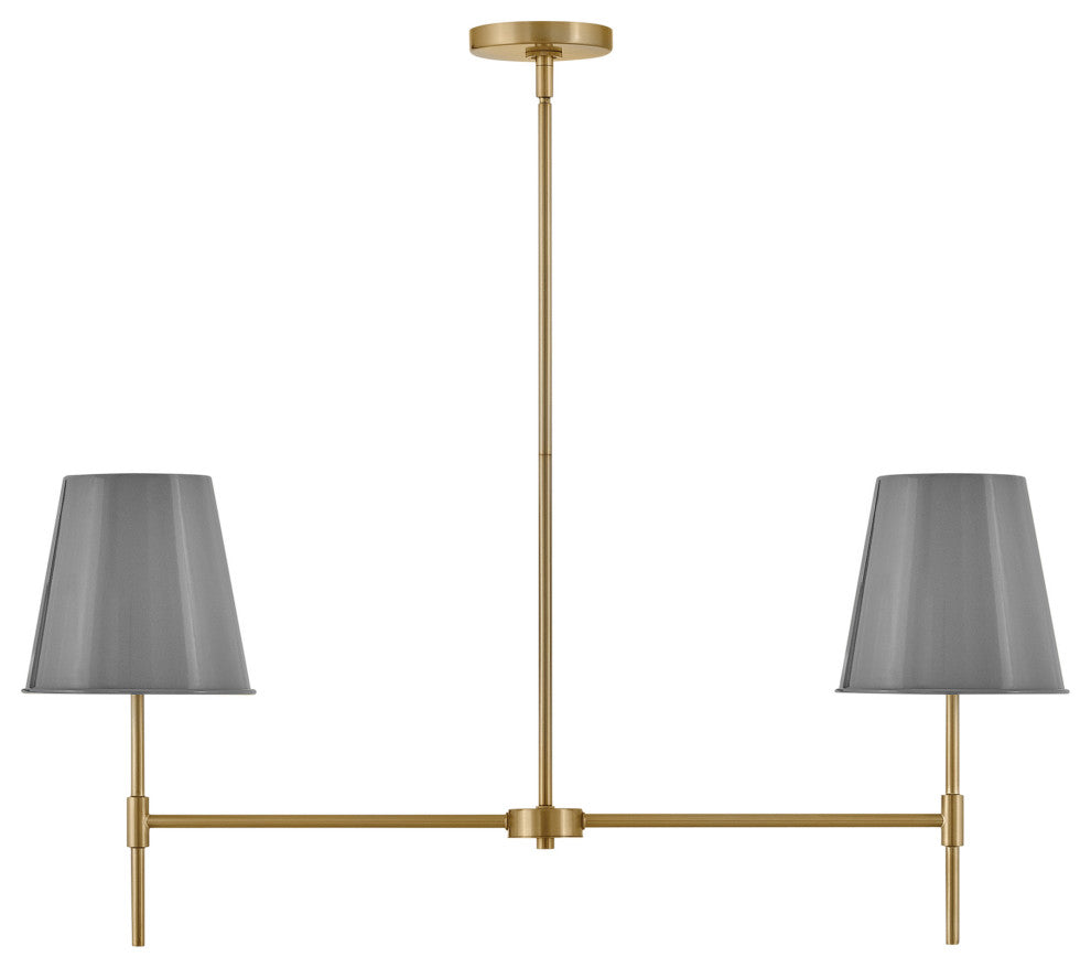 Lark 83445 Blake 2 Light 36"W Linear Chandelier - Lacquered Brass / French Gray