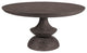 60" Gray Rounded Solid Wood Pedestal Base Dining Table