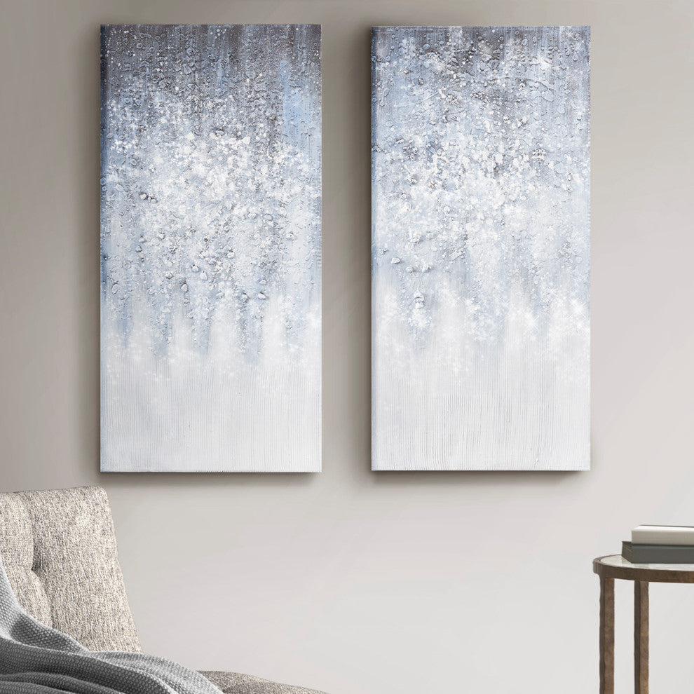 Madison Park Winter Glaze Heavily Embellished 2-Piece Canvas Wall Art Set