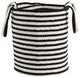13" Boho Chic Basket Natural Cotton, Handwoven Black & White Stripe With Handles