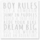Boy Rules Gray 12x12 Canvas Wall Art