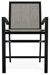Kendall Sling Balcony Height Stackable Outdoor Stool, Smoke/Black