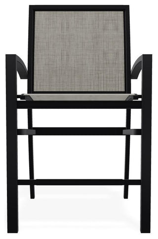 Kendall Sling Balcony Height Stackable Outdoor Stool, Smoke/Black