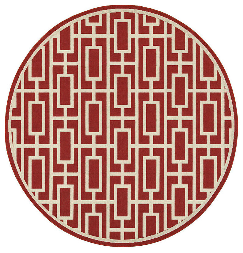 Oriental Weavers Meridian Red/Ivory Geometric Indoor/Outdoor Rug 7'10"X10'10"