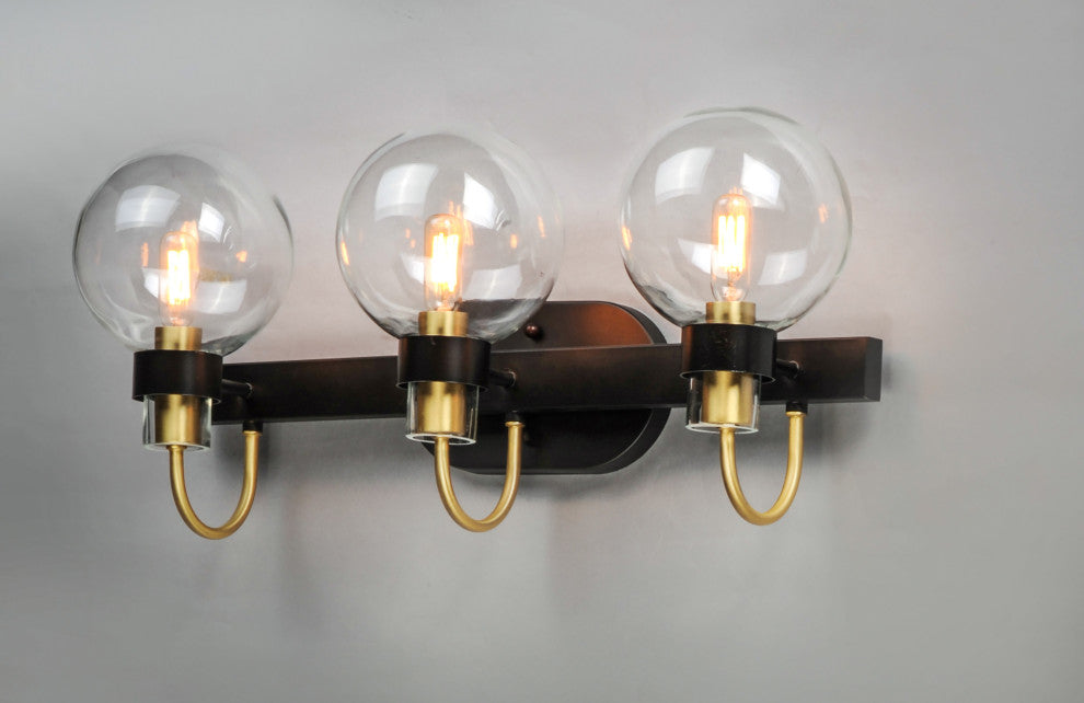 Maxim 30513CL Bauhaus 3 Light 23"W Bathroom Vanity Light - Bronze / Satin Brass