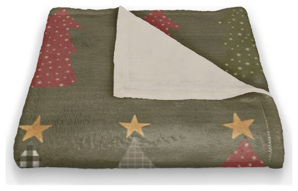 Green Tree Pattern 50x60 Coral Fleece Blanket