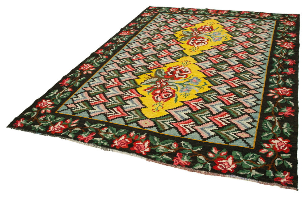 Rug N Carpet - Handmade Moldovian 6' 10'' x 9' 3'' Unique Flatweave Kilim Rug