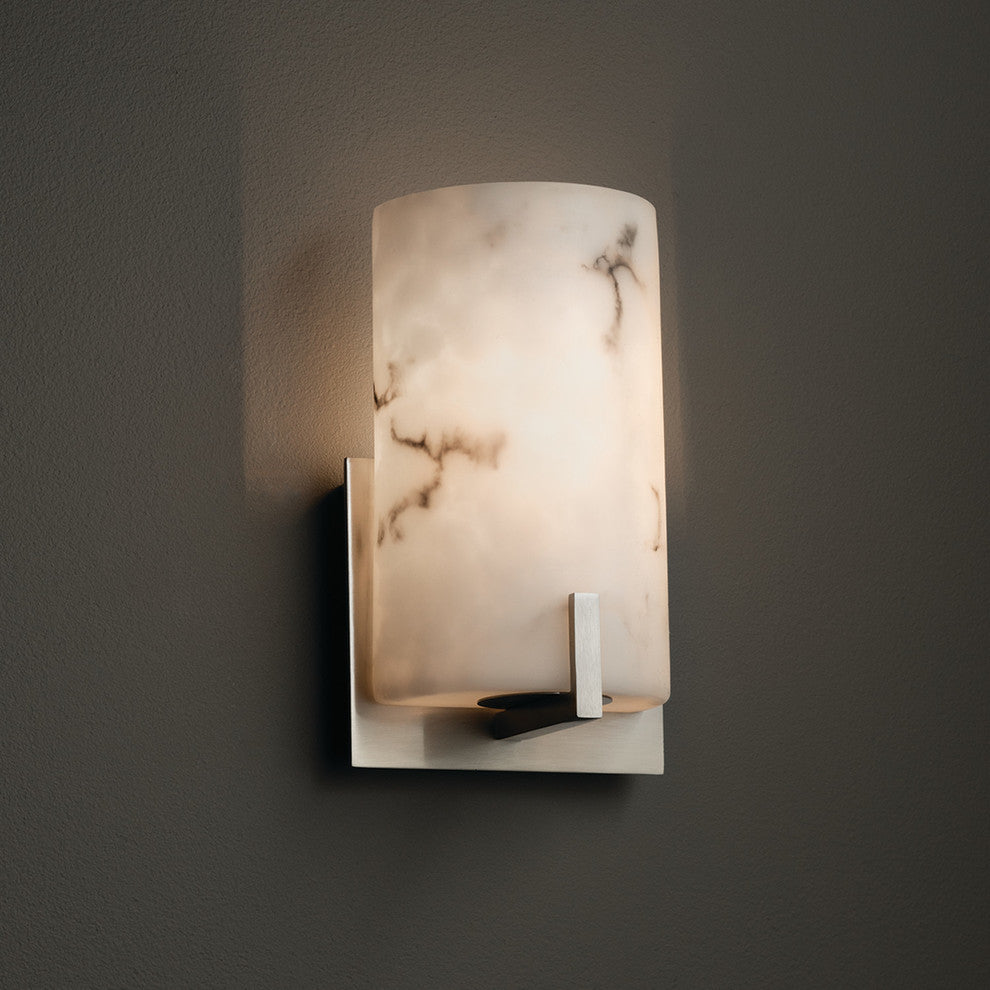 LumenAria Century 1-Light Wall Sconce, Faux Alabaster Shade