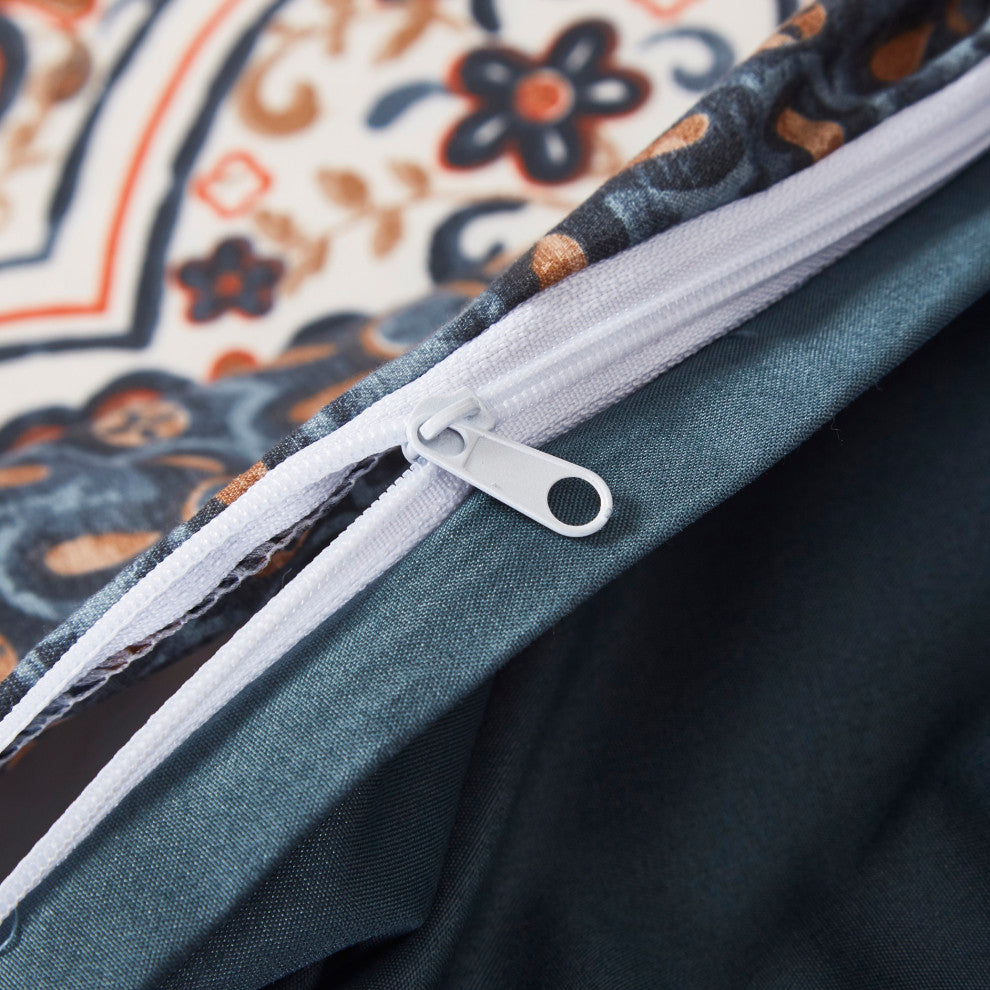 Tache Paisley Damask Lattice Floral Duvet Cover, Queen