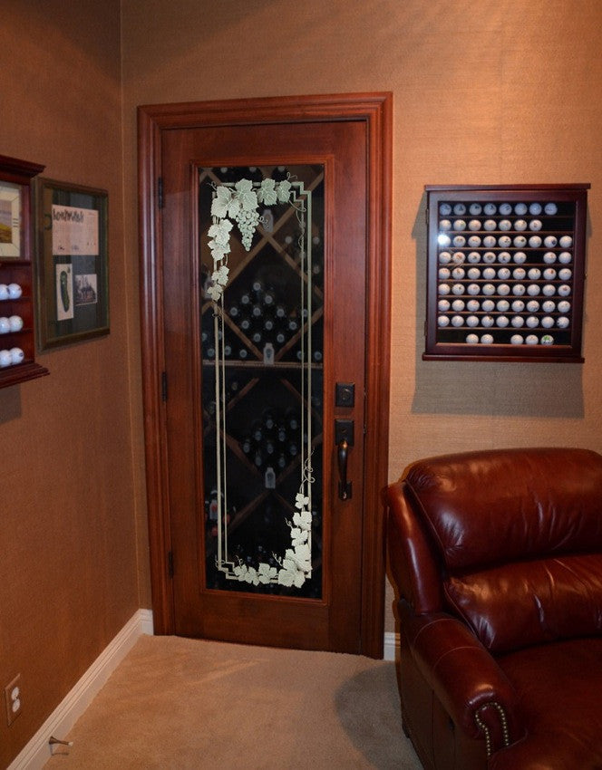 Wine Door - Vineyard Grapes Garland - Primed - 32" x 80" - Knob on Left -...