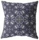 20" Navy Boho Pattern Indoor Outdoor Throw Pillow