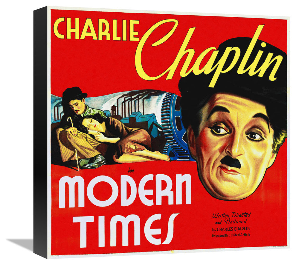 "Charlie Chaplin - Modern Times, 1936" Canvas Giclee, 16"x16"