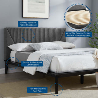 Dakota Upholstered Queen Platform Bed, Black Gray