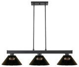 Cobalt 3 Light Billiard Light in Matte Black with Smoke Acrylic Shade