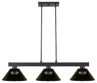 Cobalt 3 Light Billiard Light in Matte Black with Smoke Acrylic Shade