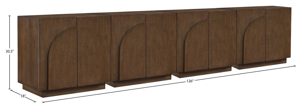 Navona Oak Veneer Sideboards / Buffet, Brown, 4pc