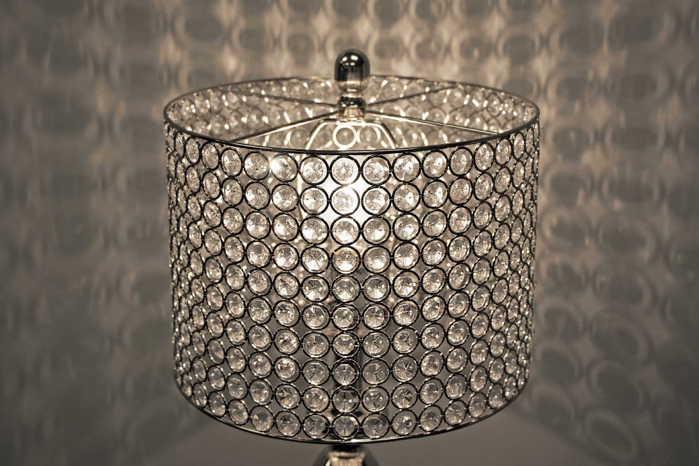 26.5" Polished Nickel Table Lamp With Crystal Bead Shade Submit