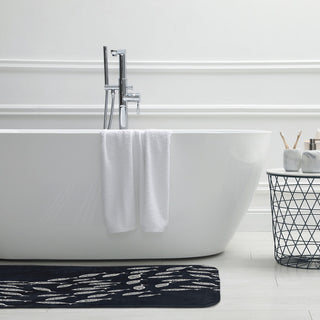 24" x 17" Escuela Bathmat, Shark Blue and White