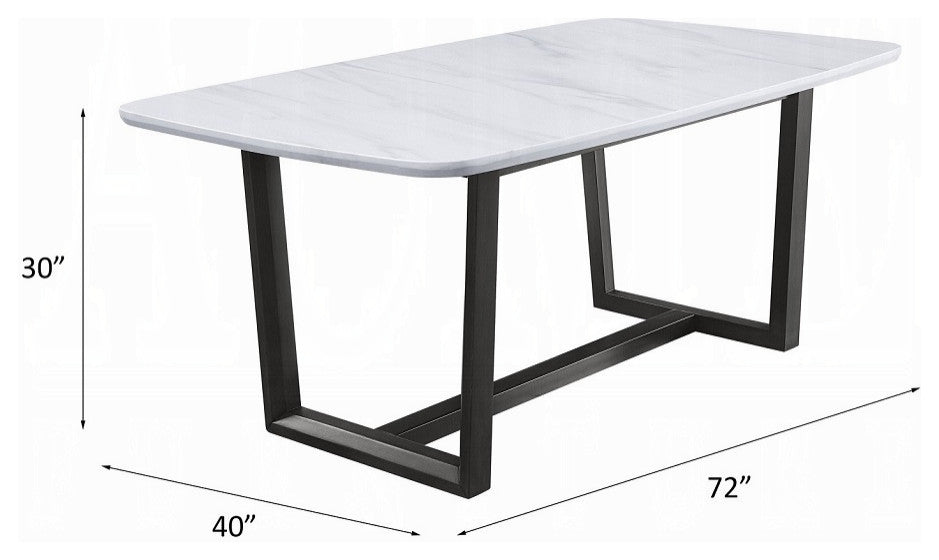 Madan Dining Table, Marble Top and Weathered Gray