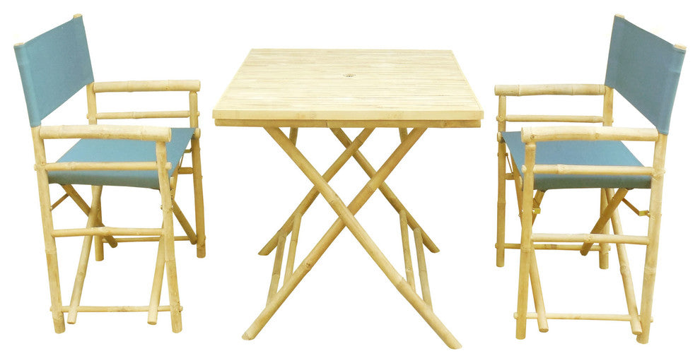 Square Table Set With 2 Director Canvas Chairs, Navy