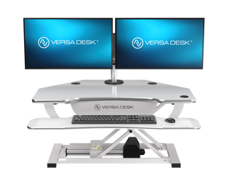 VersaDeskÂ® PowerProÂ® Corner Electric Standing Desk Converter with USB Charging, White
