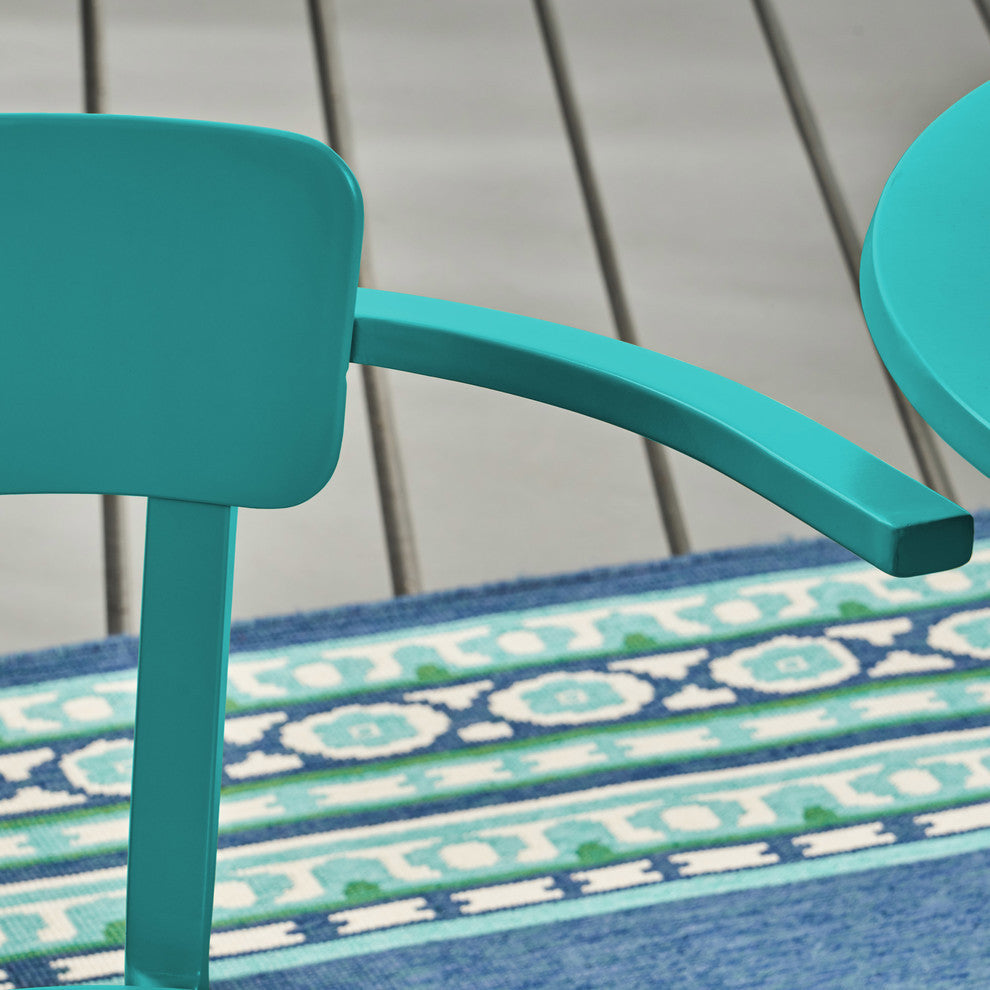 GDF Studio Kate Outdoor Iron Bistro Set, Matte Teal