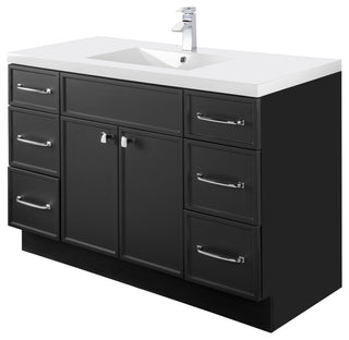 Manhattan Vanity, 1-Door 3-Drawer, Black, 48", Single Bowl