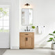 Gavino Vanity With Grain White Composite Stone Top, Light Brown/Matte Black, 30", With Mirror