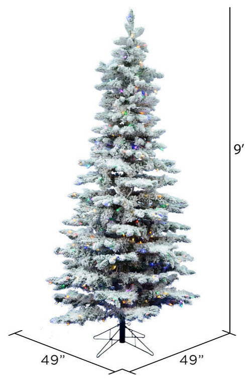 Vickerman A895082Led 9' Flocked Utica Christmas Tree, Multi-Colored Lights