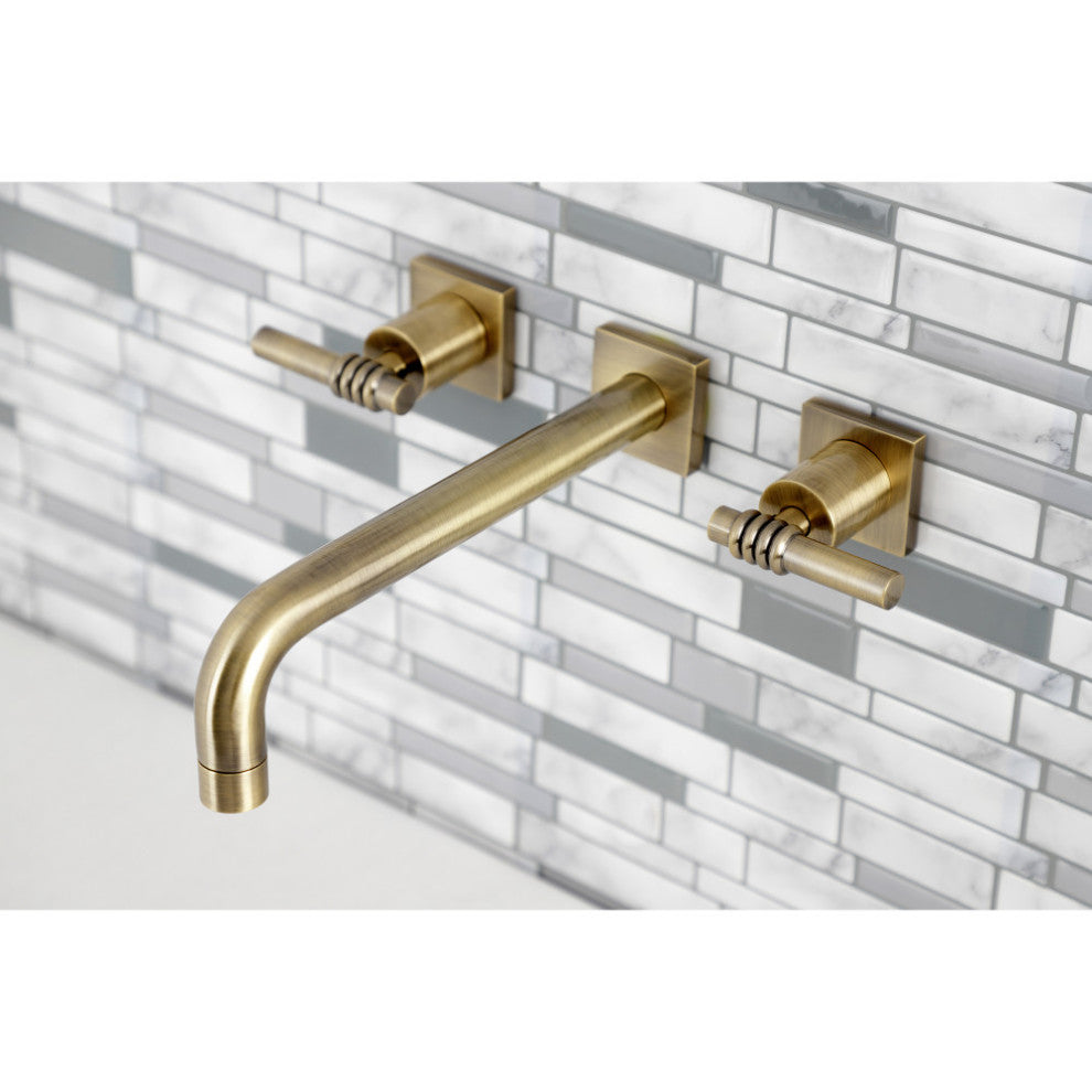 KS6023ML Wall Mount Tub Faucet, Antique Brass