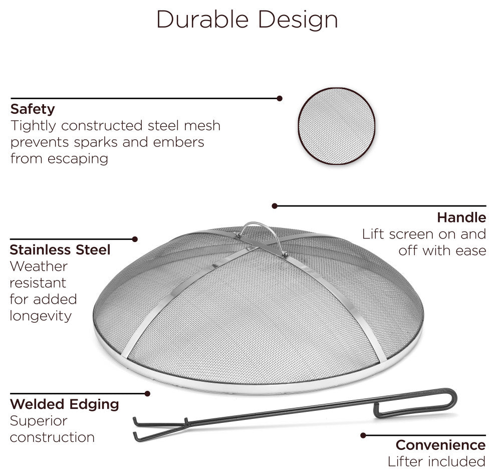 27" Heavy Duty Stainless Steel Spark Screen With Lifter by Good Directions