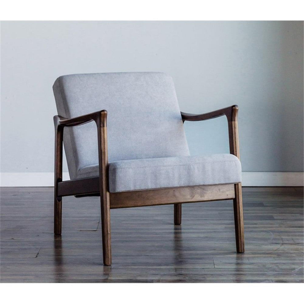 Alpine Furniture Zephyr Slate Wood Lounge Chair in Brown-Gray