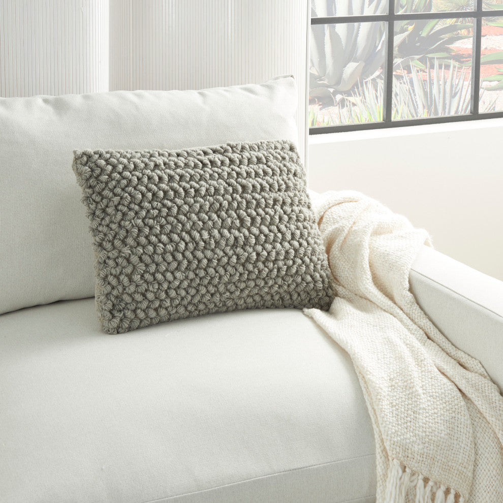 Mina Victory DC142 Throw Pillow, Light Grey, 14" x 20"