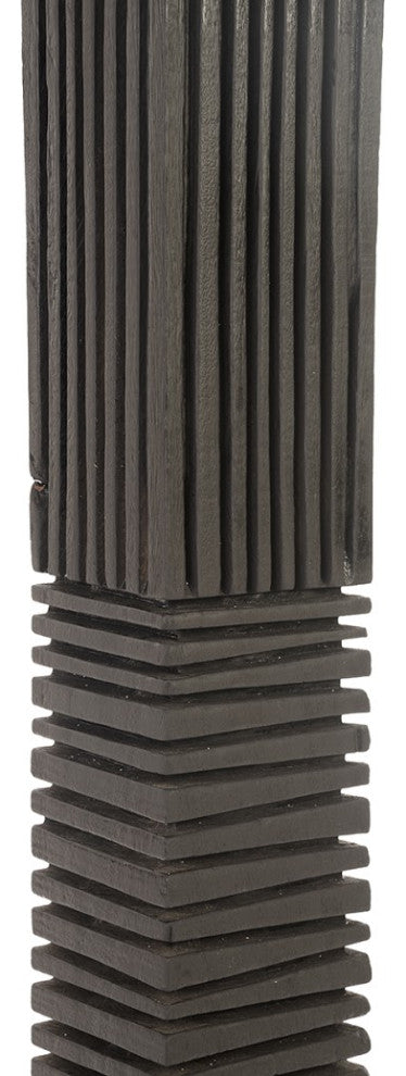 Black Wood Abstract Sculpture, 7x6x83"