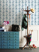 Floral Stripe Wallpaper, Blue and Teal, Bolt