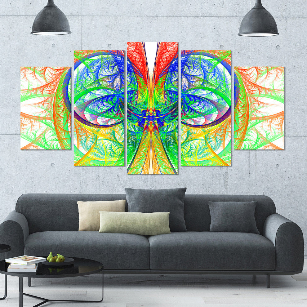 Extraordinary Fractal Green Design, Abstract Canvas Art Print, 60"x32", 5 Panels